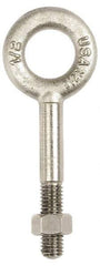 Gibraltar - 500 Lb Capacity, Stainless Steel, 1/4-20 Thread, Fixed Lifting Eye Bolt - Partially Threaded, 6" Shank, 3" Thread Length, No Shoulder - Makers Industrial Supply