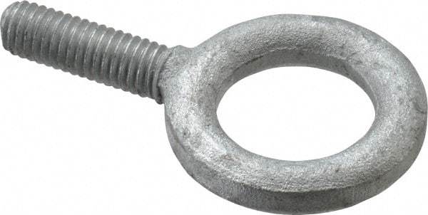 Gibraltar - 1,400 Lb Capacity, Forged Steel, 3/8-16 Thread, Fixed Lifting Eye Bolt - Fully Threaded, 1-1/4" Shank, 1-1/4" Thread Length, No Shoulder - Makers Industrial Supply