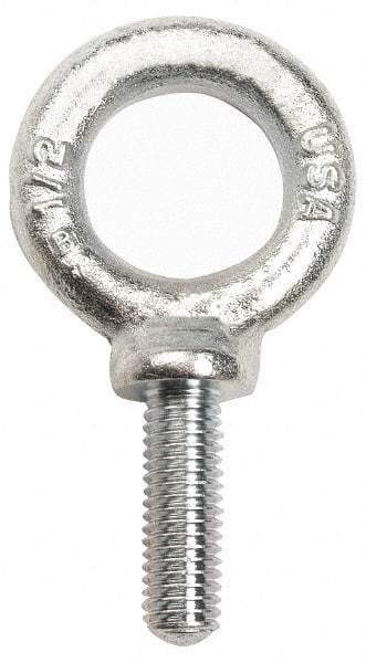 Gibraltar - 900 Lb Capacity, Forged Steel, 5/16-18 Thread, Fixed Lifting Eye Bolt - Fully Threaded, 1-1/8" Shank, 1-1/8" Thread Length, Shoulder - Makers Industrial Supply