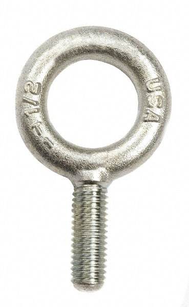 Gibraltar - 9,000 Lb Capacity, Steel, 1-8 Thread, Lifting Eye Bolt - Fully Threaded, 3" Shank, 3" Thread Length, No Shoulder - Makers Industrial Supply