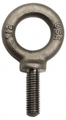 Gibraltar - 2,600 Lb Capacity, Forged Steel, 1/2-13 Thread, Fixed Lifting Eye Bolt - Fully Threaded, 4" Shank, 4" Thread Length, Shoulder - Makers Industrial Supply