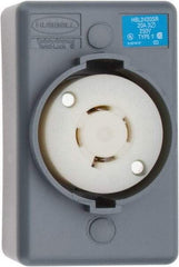 Hubbell Wiring Device-Kellems - 250 VAC, 20 Amp, L15-20R NEMA, Self Grounding Receptacle - 3 Poles, 4 Wire, Female End, Gray - Makers Industrial Supply