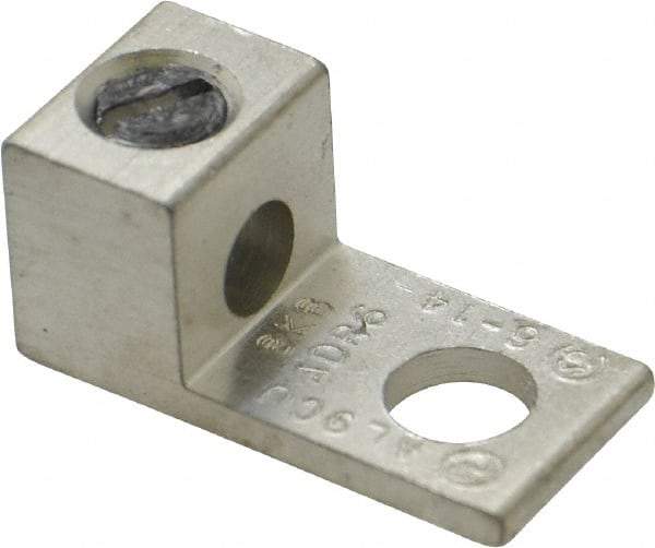 Thomas & Betts - 14-6 AWG Noninsulated Compression Connection Square Ring Terminal - 1/4" Stud, 1-3/64" OAL x 1/2" Wide, Tin Plated Aluminum Contact - Makers Industrial Supply