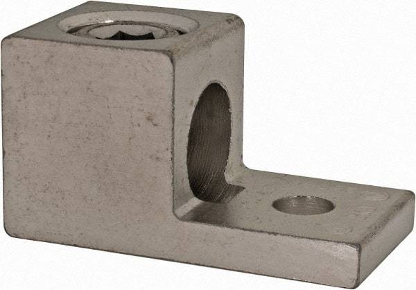 Thomas & Betts - 6 AWG Noninsulated Square Ring Terminal - 5/16" Stud, 2" OAL x 1" Wide, Tin Plated Aluminum Contact - Makers Industrial Supply