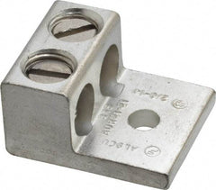 Thomas & Betts - 14-2/0 AWG Noninsulated Compression Connection Rectangle Ring Terminal - 1/4" Stud, 1-15/32" OAL x 1-1/4" Wide, Tin Plated Aluminum Contact - Makers Industrial Supply