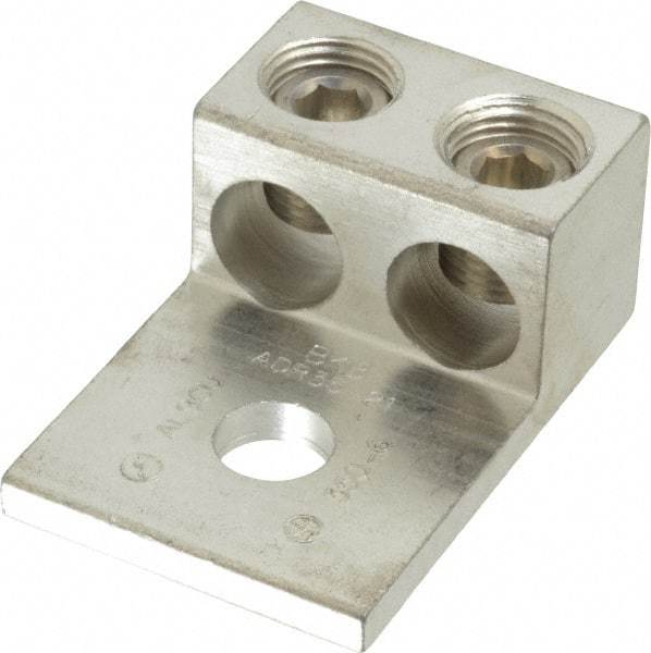 Thomas & Betts - 6 AWG Noninsulated Compression Connection Rectangle Ring Terminal - 1/2" Stud, 2-7/8" OAL x 1.9219" Wide, Tin Plated Aluminum Contact - Makers Industrial Supply