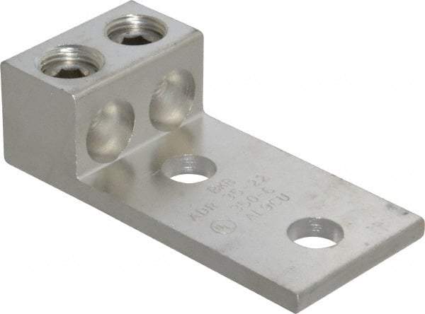 Thomas & Betts - 6 AWG Noninsulated Compression Connection Rectangle Ring Terminal - 1/2" Stud, 4-1/4" OAL x 2-19/64" Wide, Tin Plated Aluminum Contact - Makers Industrial Supply