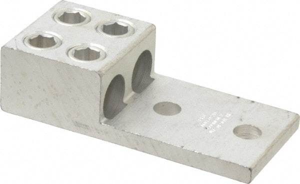 Thomas & Betts - 2 AWG Noninsulated Compression Connection Rectangle Ring Terminal - 1/2" Stud, 5-5/16" OAL x 2-3/4" Wide, Tin Plated Aluminum Contact - Makers Industrial Supply