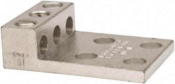 Thomas & Betts - 14-1/0 AWG Noninsulated Compression Connection Rectangle Ring Terminal - 3/8" Stud, 2-29/32" OAL x 2" Wide, Tin Plated Aluminum Contact - Makers Industrial Supply