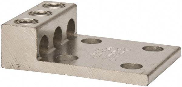 Thomas & Betts - 6 AWG Noninsulated Compression Connection Rectangle Ring Terminal - 1/2" Stud, 4-3/16" OAL x 2-13/16" Wide, Tin Plated Aluminum Contact - Makers Industrial Supply