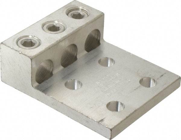 Thomas & Betts - 4 AWG Noninsulated Compression Connection Rectangle Ring Terminal - 1/2" Stud, 4-11/16" OAL x 3-3/4" Wide, Tin Plated Aluminum Contact - Makers Industrial Supply