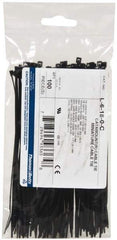 Thomas & Betts - 6.4" Long Black Nylon Standard Cable Tie - 18 Lb Tensile Strength, 1.13mm Thick, 1-1/2" Max Bundle Diam - Makers Industrial Supply