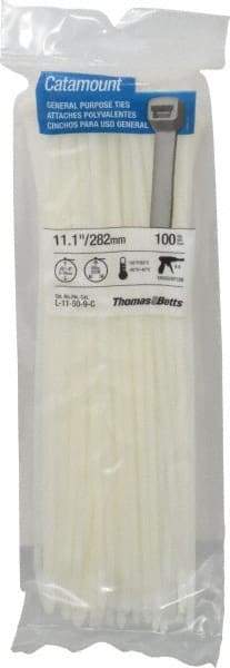 Thomas & Betts - 11.1" Long Natural (Color) Nylon Standard Cable Tie - 50 Lb Tensile Strength, 1.35mm Thick, 2" Max Bundle Diam - Makers Industrial Supply