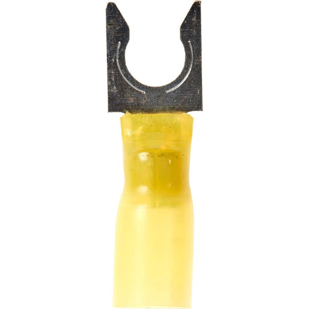 3M - 1/4" Stud, 12 to 10 AWG Compatible, Partially Insulated, Crimp Connection, Locking Fork Terminal - Makers Industrial Supply