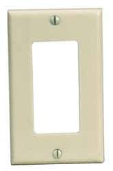 Leviton - 1 Gang, 4-1/2 Inch Long x 2-3/4 Inch Wide, Standard Switch Plate - Decorator Switch, Ivory, Plastic - Makers Industrial Supply