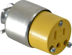 Leviton - 125 VAC, 15 Amp, 5-15R NEMA, Straight, Self Grounding, Residential Grade Connector - 2 Pole, 3 Wire, 1 Phase, PVC, Steel, Yellow - Makers Industrial Supply