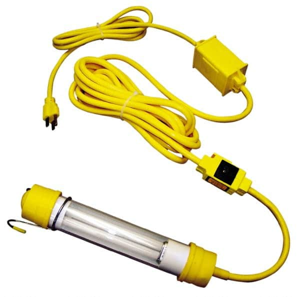 Made in USA - 120 Volt, 13 Watt, Electric, Fluorescent Portable Hook Work Light - 50' Cord, 1 Head - Makers Industrial Supply