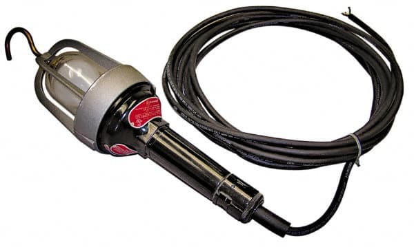 Made in USA - 100 Watt, Electric, Incandescent Portable Hook Work Light - 50' Cord, 1 Head, 900 Lumens - Makers Industrial Supply