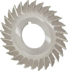 Made in USA - 2-1/2" Blade Diam x 1/16" Blade Thickness, 7/8" Hole, 28 Teeth, High Speed Steel Side Chip Saw - Straight Tooth, Arbor Connection, Right Hand Cut, Uncoated, with Keyway - Makers Industrial Supply