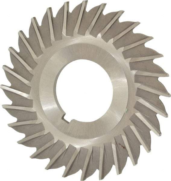 Made in USA - 2-1/2" Blade Diam x 3/32" Blade Thickness, 7/8" Hole, 28 Teeth, High Speed Steel Side Chip Saw - Straight Tooth, Arbor Connection, Right Hand Cut, Uncoated, with Keyway - Makers Industrial Supply