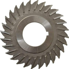 Made in USA - 2-1/2" Blade Diam x 1/8" Blade Thickness, 7/8" Hole, 28 Teeth, High Speed Steel Side Chip Saw - Straight Tooth, Arbor Connection, Right Hand Cut, Uncoated, with Keyway - Makers Industrial Supply