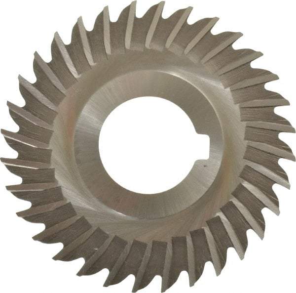 Made in USA - 3" Blade Diam x 1/16" Blade Thickness, 1" Hole, 32 Teeth, High Speed Steel Side Chip Saw - Straight Tooth, Arbor Connection, Right Hand Cut, Uncoated, with Keyway - Makers Industrial Supply