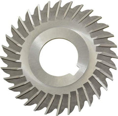 Made in USA - 3" Blade Diam x 5/64" Blade Thickness, 1" Hole, 32 Teeth, High Speed Steel Side Chip Saw - Straight Tooth, Arbor Connection, Right Hand Cut, Uncoated, with Keyway - Makers Industrial Supply