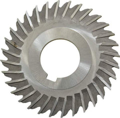 Made in USA - 3" Blade Diam x 3/32" Blade Thickness, 1" Hole, 32 Teeth, High Speed Steel Side Chip Saw - Straight Tooth, Arbor Connection, Right Hand Cut, Uncoated, with Keyway - Makers Industrial Supply