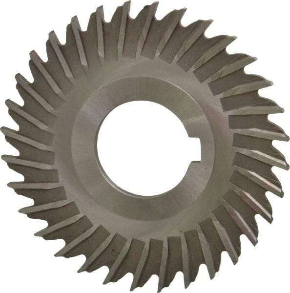 Made in USA - 3" Blade Diam x 7/64" Blade Thickness, 1" Hole, 32 Teeth, High Speed Steel Side Chip Saw - Straight Tooth, Arbor Connection, Right Hand Cut, Uncoated, with Keyway - Makers Industrial Supply