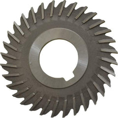 Made in USA - 3" Blade Diam x 1/8" Blade Thickness, 1" Hole, 32 Teeth, High Speed Steel Side Chip Saw - Straight Tooth, Arbor Connection, Right Hand Cut, Uncoated, with Keyway - Makers Industrial Supply