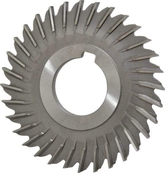 Made in USA - 3" Blade Diam x 9/64" Blade Thickness, 1" Hole, 32 Teeth, High Speed Steel Side Chip Saw - Straight Tooth, Arbor Connection, Right Hand Cut, Uncoated, with Keyway - Makers Industrial Supply