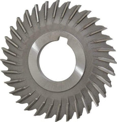 Made in USA - 3" Blade Diam x 9/64" Blade Thickness, 1" Hole, 32 Teeth, High Speed Steel Side Chip Saw - Straight Tooth, Arbor Connection, Right Hand Cut, Uncoated, with Keyway - Makers Industrial Supply