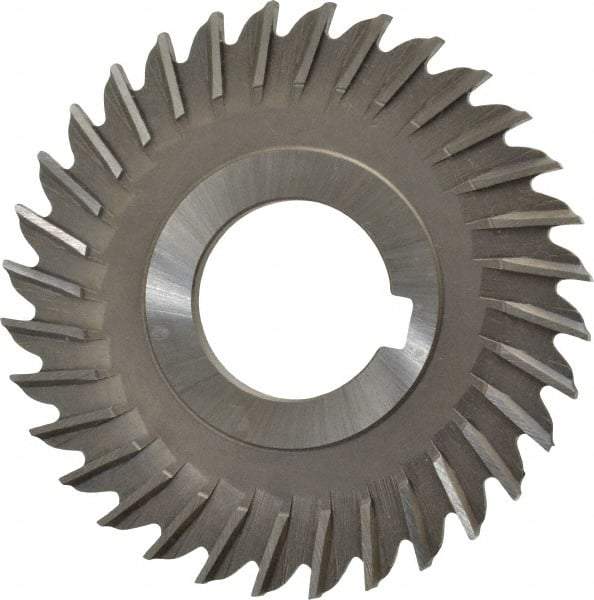 Made in USA - 3" Blade Diam x 5/32" Blade Thickness, 1" Hole, 32 Teeth, High Speed Steel Side Chip Saw - Straight Tooth, Arbor Connection, Right Hand Cut, Uncoated, with Keyway - Makers Industrial Supply