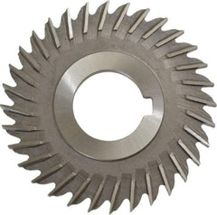 Made in USA - 3" Blade Diam x 11/64" Blade Thickness, 1" Hole, 32 Teeth, High Speed Steel Side Chip Saw - Straight Tooth, Arbor Connection, Right Hand Cut, Uncoated, with Keyway - Makers Industrial Supply