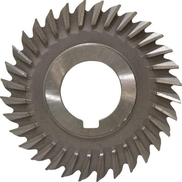 Made in USA - 3" Blade Diam x 7/32" Blade Thickness, 1" Hole, 32 Teeth, High Speed Steel Side Chip Saw - Straight Tooth, Arbor Connection, Right Hand Cut, Uncoated, with Keyway - Makers Industrial Supply