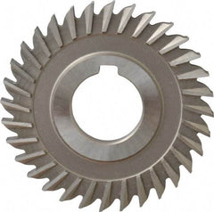 Made in USA - 3" Blade Diam x 1/4" Blade Thickness, 1" Hole, 32 Teeth, High Speed Steel Side Chip Saw - Straight Tooth, Arbor Connection, Right Hand Cut, Uncoated, with Keyway - Makers Industrial Supply