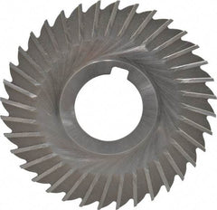 Made in USA - 4" Blade Diam x 1/16" Blade Thickness, 1-1/4" Hole, 36 Teeth, High Speed Steel Side Chip Saw - Straight Tooth, Arbor Connection, Right Hand Cut, Uncoated, with Keyway - Makers Industrial Supply