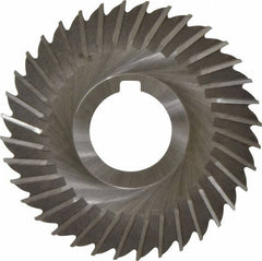 Made in USA - 4" Blade Diam x 7/64" Blade Thickness, 1-1/4" Hole, 36 Teeth, High Speed Steel Side Chip Saw - Straight Tooth, Arbor Connection, Right Hand Cut, Uncoated, with Keyway - Makers Industrial Supply