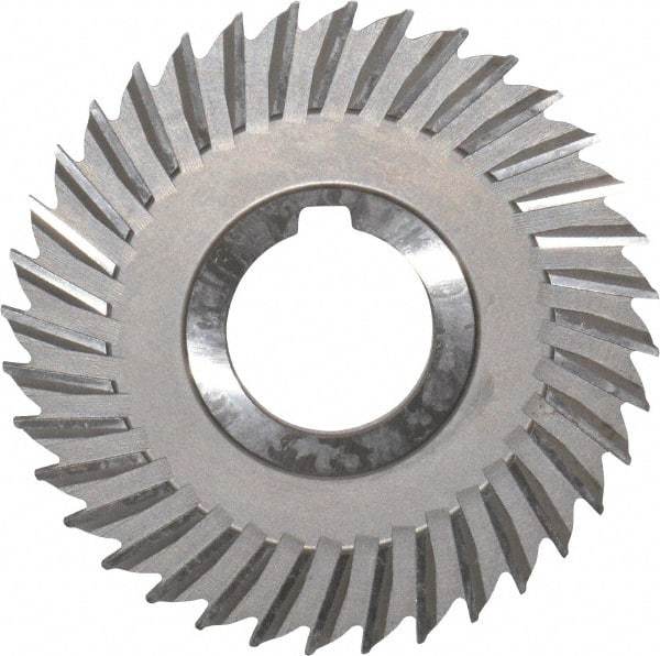 Made in USA - 4" Blade Diam x 3/16" Blade Thickness, 1-1/4" Hole, 36 Teeth, High Speed Steel Side Chip Saw - Straight Tooth, Arbor Connection, Right Hand Cut, Uncoated, with Keyway - Makers Industrial Supply