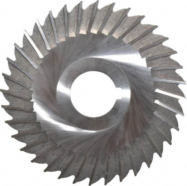 Made in USA - 4" Blade Diam x 3/32" Blade Thickness, 1" Hole, 36 Teeth, High Speed Steel Side Chip Saw - Straight Tooth, Arbor Connection, Right Hand Cut, Uncoated, with Keyway - Makers Industrial Supply