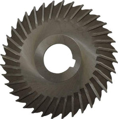 Made in USA - 4" Blade Diam x 7/64" Blade Thickness, 1" Hole, 36 Teeth, High Speed Steel Side Chip Saw - Straight Tooth, Arbor Connection, Right Hand Cut, Uncoated, with Keyway - Makers Industrial Supply