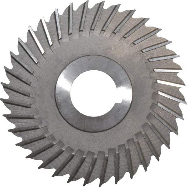 Made in USA - 4" Blade Diam x 1/8" Blade Thickness, 1" Hole, 36 Teeth, High Speed Steel Side Chip Saw - Straight Tooth, Arbor Connection, Right Hand Cut, Uncoated, with Keyway - Makers Industrial Supply