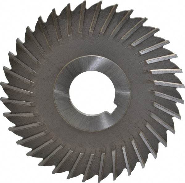 Made in USA - 4" Blade Diam x 11/64" Blade Thickness, 1" Hole, 36 Teeth, High Speed Steel Side Chip Saw - Straight Tooth, Arbor Connection, Right Hand Cut, Uncoated, with Keyway - Makers Industrial Supply