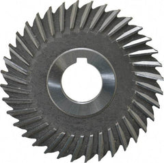 Made in USA - 4" Blade Diam x 3/16" Blade Thickness, 1" Hole, 36 Teeth, High Speed Steel Side Chip Saw - Straight Tooth, Arbor Connection, Right Hand Cut, Uncoated, with Keyway - Makers Industrial Supply