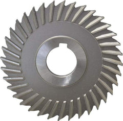 Made in USA - 4" Blade Diam x 1/4" Blade Thickness, 1" Hole, 36 Teeth, High Speed Steel Side Chip Saw - Straight Tooth, Arbor Connection, Right Hand Cut, Uncoated, with Keyway - Makers Industrial Supply