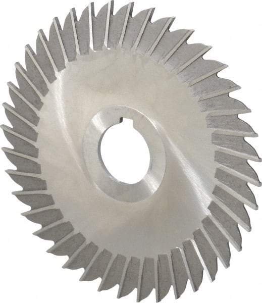 Made in USA - 5" Blade Diam x 3/32" Blade Thickness, 1" Hole, 40 Teeth, High Speed Steel Side Chip Saw - Straight Tooth, Arbor Connection, Right Hand Cut, Uncoated, with Keyway - Makers Industrial Supply