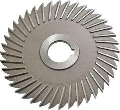 Made in USA - 5" Blade Diam x 3/16" Blade Thickness, 1" Hole, 40 Teeth, High Speed Steel Side Chip Saw - Straight Tooth, Arbor Connection, Right Hand Cut, Uncoated, with Keyway - Makers Industrial Supply