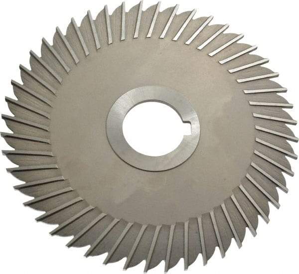 Made in USA - 6" Blade Diam x 1/8" Blade Thickness, 1-1/4" Hole, 48 Teeth, High Speed Steel Side Chip Saw - Straight Tooth, Arbor Connection, Right Hand Cut, Uncoated, with Keyway - Makers Industrial Supply