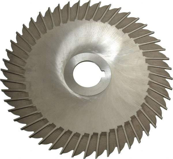 Made in USA - 6" Blade Diam x 3/32" Blade Thickness, 1" Hole, 48 Teeth, High Speed Steel Side Chip Saw - Straight Tooth, Arbor Connection, Right Hand Cut, Uncoated, with Keyway - Makers Industrial Supply