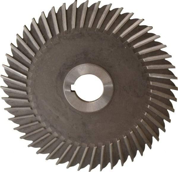 Made in USA - 6" Blade Diam x 3/16" Blade Thickness, 1" Hole, 48 Teeth, High Speed Steel Side Chip Saw - Straight Tooth, Arbor Connection, Right Hand Cut, Uncoated, with Keyway - Makers Industrial Supply